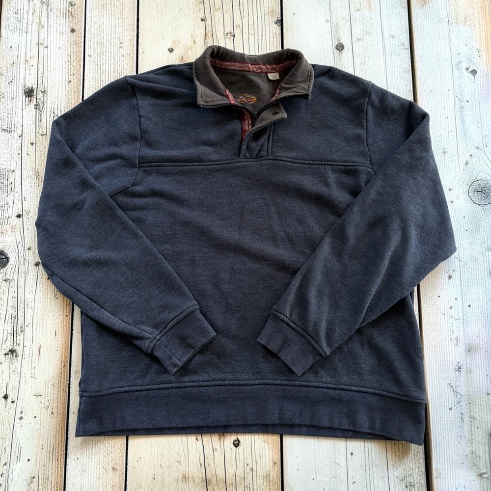 Outdoor Quarter Zip Pullover Sweatshirt Blue Mens Large Orvis
